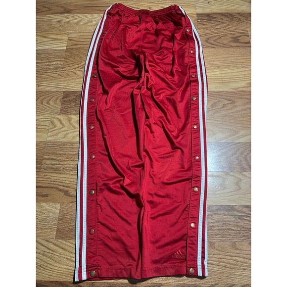 vintage 90’s Adidas Red Breakaway Adidas track pants with snaps on sides . L - Picture 5 of 6